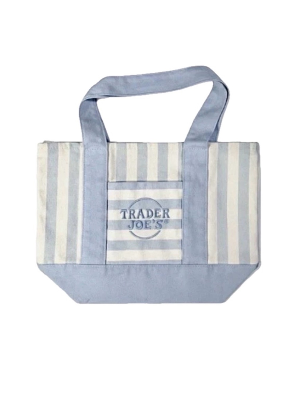 NWT Limited Edition 2026 Trader Joe’s Mini Canvas Blue Striped Tote Bag